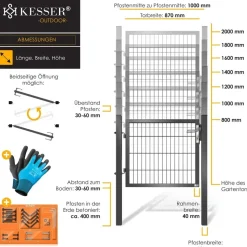 Kesser Gartentor Premium 80 x 106 cm Anthrazit