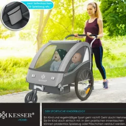 Kesser Kinderanhänger Sport-RX 2 in 1 Joggerfunktion helgrau