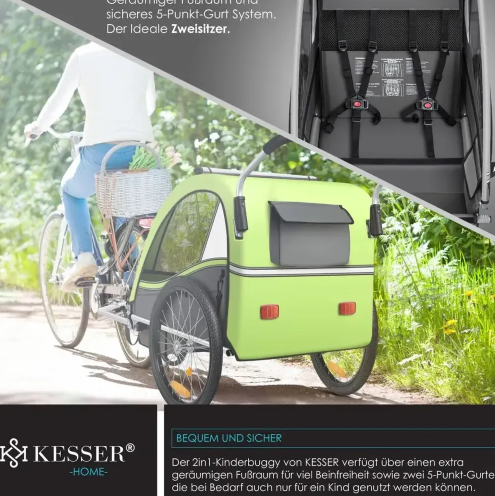 Kesser Kinderfahrradanhänger Sport-RX 2 in 1 hellgrün
