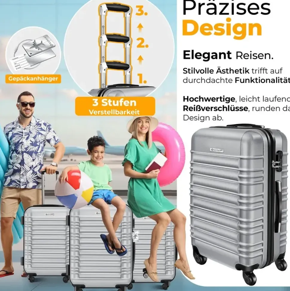 Kesser Koffer-Set 4-tlg. silber/kunststoff