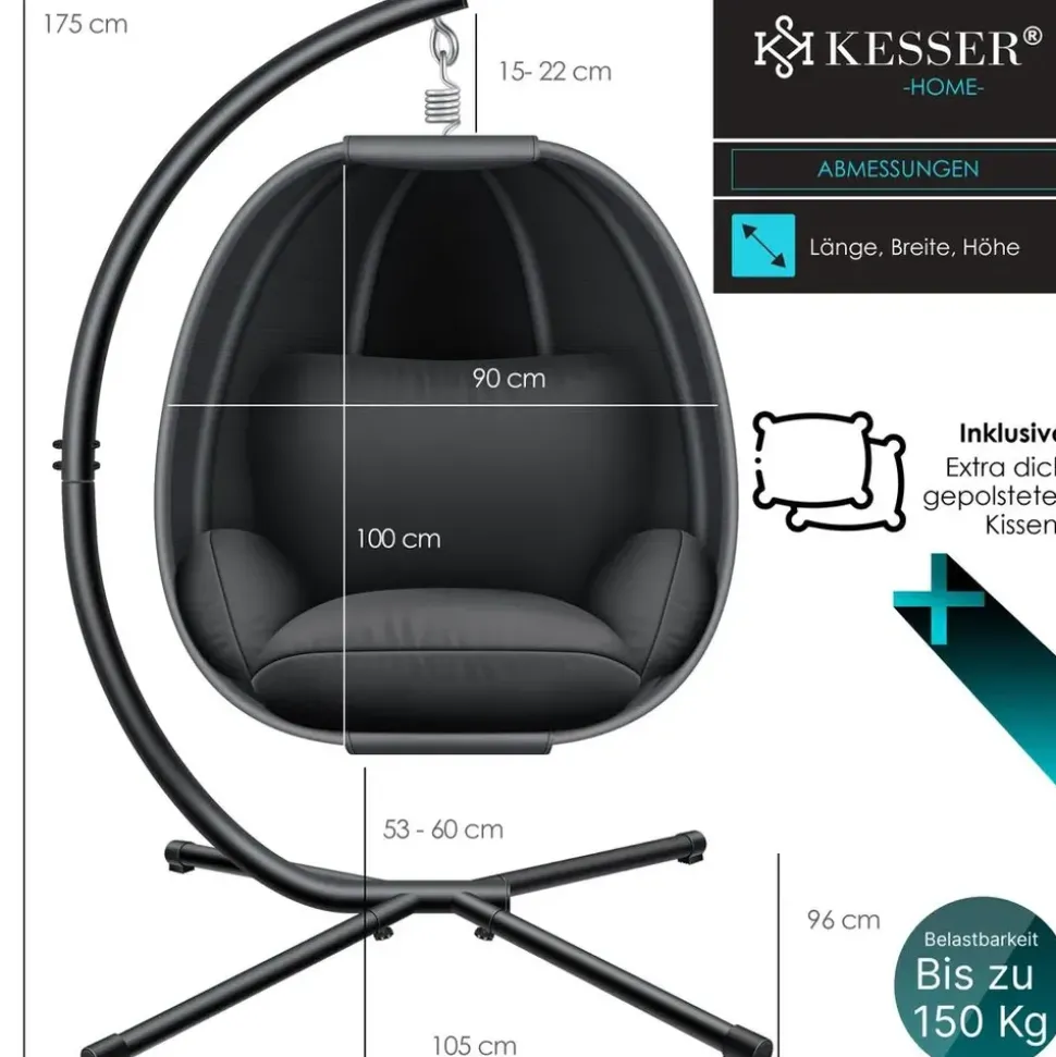 Kesser Luxe Hängesessel Anthrazit