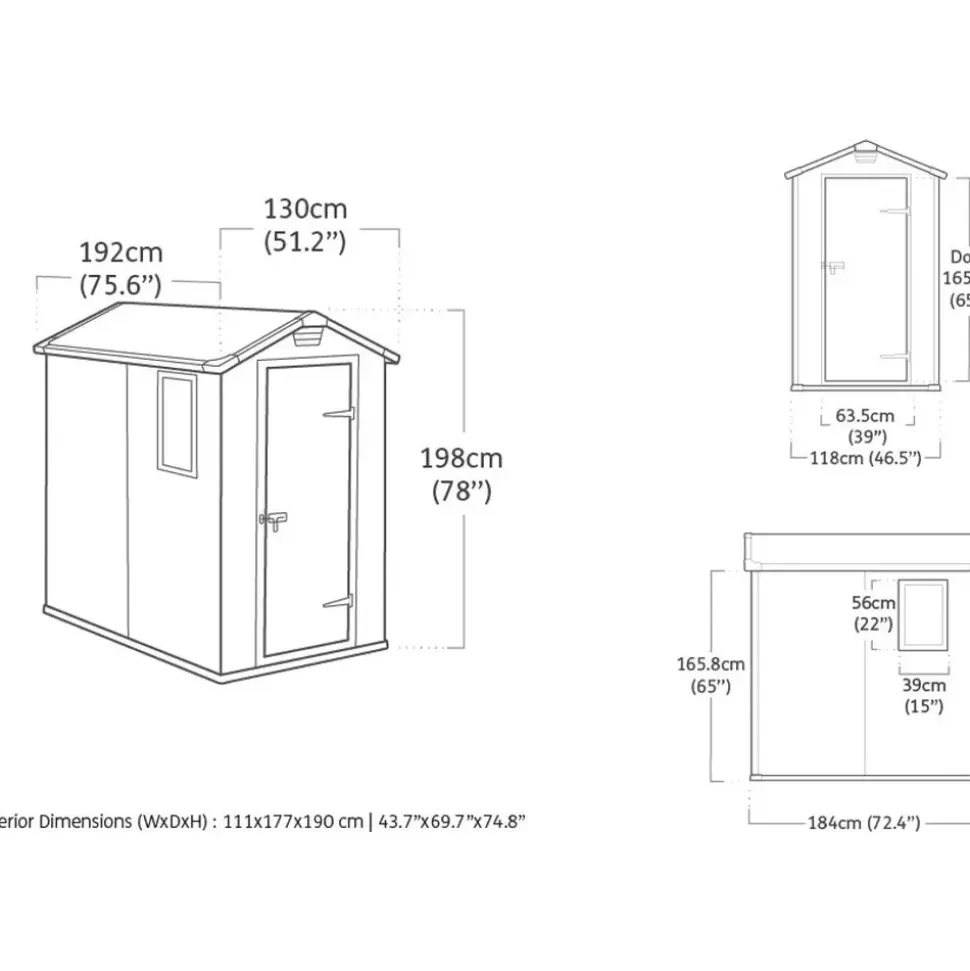 KETER Gartenhaus Manor 1,30 x 1,92 m Anthrazit