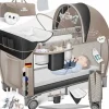 Kidiz KIDIZ® Babybett Reisebett Kinderreisebett Faltbar mit Matratze 120x60, Seiteneingang, Wickelauflage, Mosktionetz, Spielbogen & Tragetasche Baby Beistellbett Kinderbett ab Geburt bis 15 kg