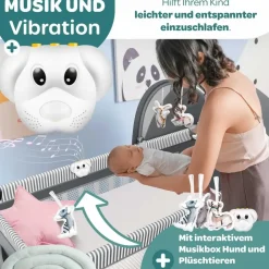Kidiz KIDIZ® Babybett Reisebett Kinderreisebett Faltbar mit Matratze 120x60, Seiteneingang, Wickelauflage, Mosktionetz, Spielbogen & Tragetasche Baby Beistellbett Kinderbett ab Geburt bis 15 kg