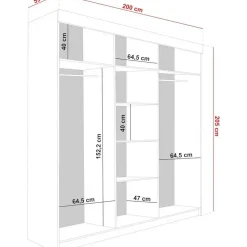 kier furniture Schiebetürenschrank Malani 200 x 205 x 59 cm Schwarz/Grau