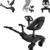 KIKKABOO Kinderwagen Trittbrett Ally mit Sitz universal, 2-Punkt-Gurt, Lenkrad schwarz