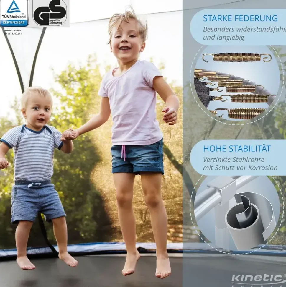 Kinetic Sports Trampolin Outdoor Salto 250 cm inkl. Sicherheitsnetz und Leiter Pink