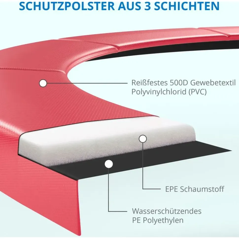 Kinetic Sports Trampolin Outdoor Salto 250 cm inkl. Sicherheitsnetz und Leiter Pink