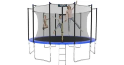 Kinetic Sports Trampolin Outdoor Salto 366 cm inkl. Sicherheitsnetz und Leiter Blau