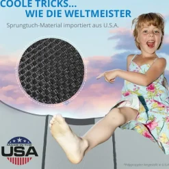 Kinetic Sports Trampolin Outdoor Salto 430 cm inkl. Sicherheitsnetz und Leiter Blau