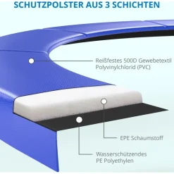 Kinetic Sports Trampolin Outdoor Salto 430 cm inkl. Sicherheitsnetz und Leiter Blau