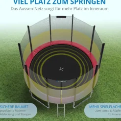 Kinetic Sports Trampolin Outdoor Salto 310 cm inkl. Sicherheitsnetz und Leiter Pink