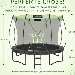 Kinetic Sports Ultimate Pro 305 cm inkl. Sicherheitsnetz schwarz