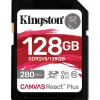Kingston Canvas React Plus V60 for Full HD/4K, 128 GB, SDXC UHS-II 280R/100W U3 / Class10 - UHS-II, 280 MB/s, 100 MB/s