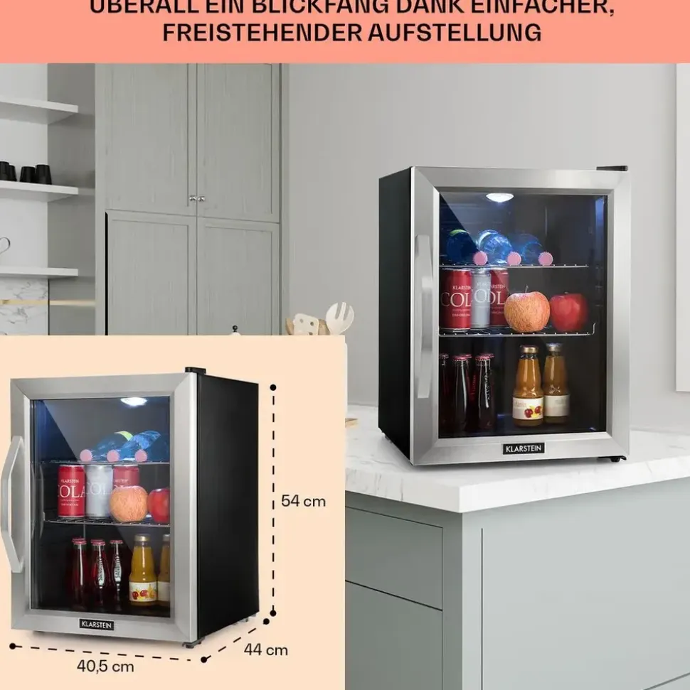 Klarstein Beersafe M Getränkekühlschrank (33 l, 540 mm hoch, Edelstahl)