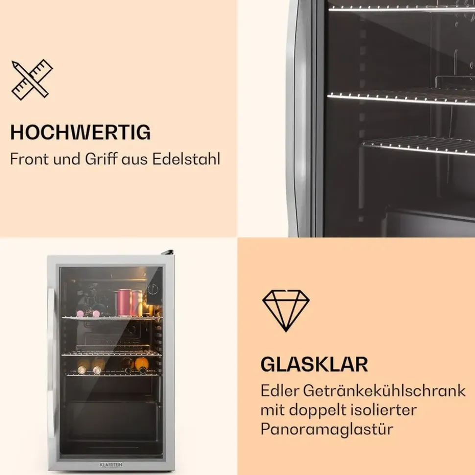 Klarstein Beersafe XXL Getränkekühlschrank (80 l, 830 mm hoch, Edelstahl)