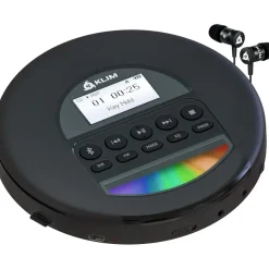 Klim Nomad CD Player Bluetooth - Tragbarer CD-Player Discman mit langlebigem Akku – Inklusive Kopfhörer – CD-R, CD-RW, MP3 – Mit TF-Reader, Radio FM – Ideal für Autos