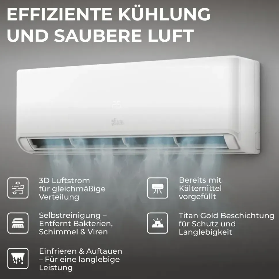 Kältebringer R290 Split-Klimaanlage 12.000 BTU (3,7kW) mit Wandhalterung