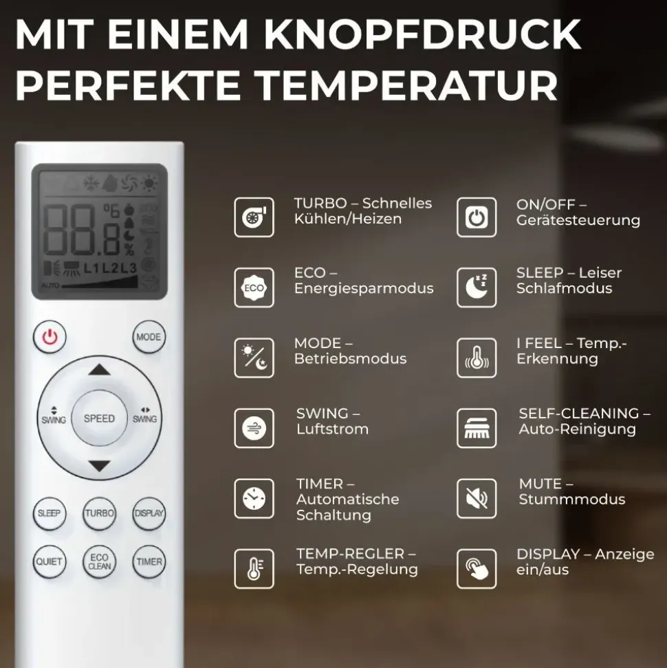Kältebringer R290 Split-Klimaanlage 12.000 BTU (3,7kW) mit Wandhalterung