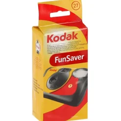Kodak FunSaver Flash 27exp - Einwegkamera, Blitz automatisch EIN/AUS, LED-Anzeige, automatische Belichtungssteuerung - Schwarz.