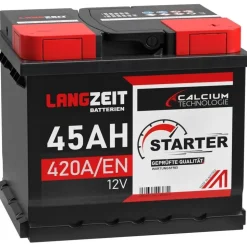 LANGZEIT Batterien Langzeit Starter Autobatterie 45Ah 12V