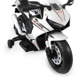 Lemodo Kinder-Elektromotorrad mit abnehmbaren Stützrädern weiß