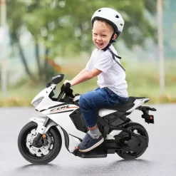 Lemodo Kinder-Elektromotorrad mit abnehmbaren Stützrädern weiß