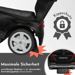 Lemodo Rutscherauto Mercedes C Klasse schwarz mit Schiebestange, Kinderfahrzeug mit Sound Lenkrad