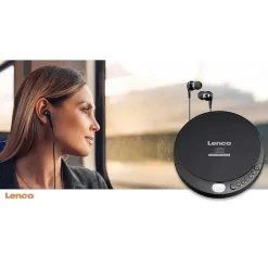 Lenco CD-200 Tragbarer CD-Player CD, CD-RW, MP3 Akku-Ladefunktion Schwarz