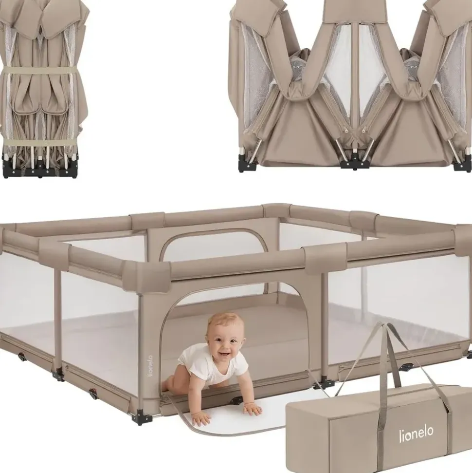 lionelo Florence XL Laufgitter, Beige Sand