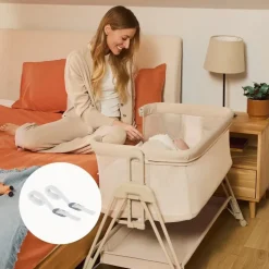lionelo Luna EIN tragbares Beistellbett mit Einer Matratze, reisebett