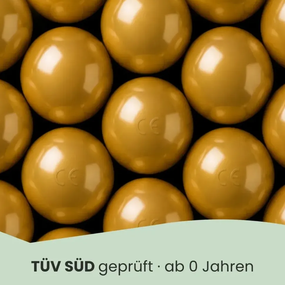 LittleTom 50 Bälle für Bällebad 5,5cm Babybälle Plastikbälle Baby Spielbälle Gold