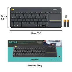 Logitech K400 Plus Wireless Touch Keyboard DE schwarz
