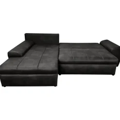 luma-home Eckcouch Leder 3-Sitzer Schwarz
