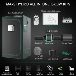 Mars Hydro Wachstumszelt Komplettset 150W LED 80 x 80 x 120 cm Transparent