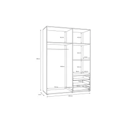 Möbel Kraft Kleiderschrank Morley 144,4 x 200 x 53 cm mehrfarbig