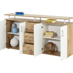 Möbel Kraft Sideboard 178 x 90 x 40 cm Weiß / Mehrfarbig