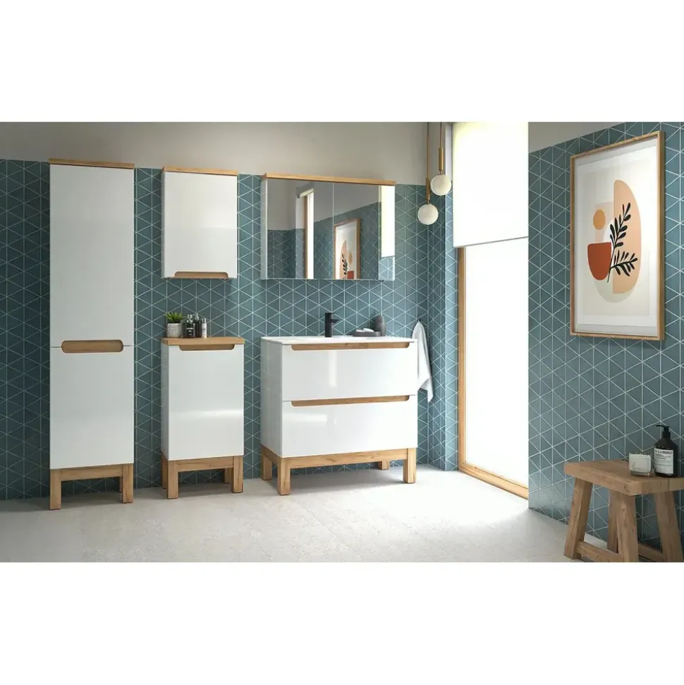 Möbel Kraft Unterschrank Stolpsee 40 x 83 x 32 cm Weiß/Eiche