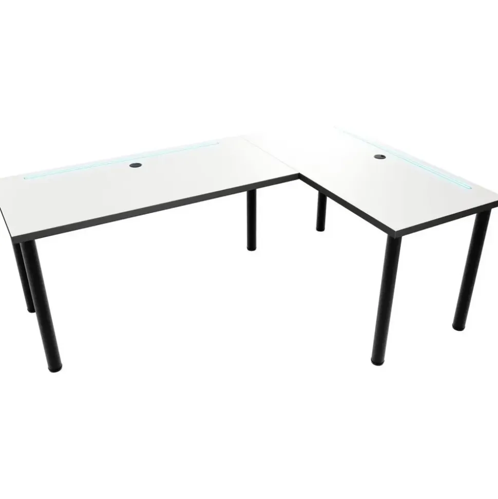 Möbelsystem L-förmiger Gaming Desk mit LED-Beleuchtung weiß