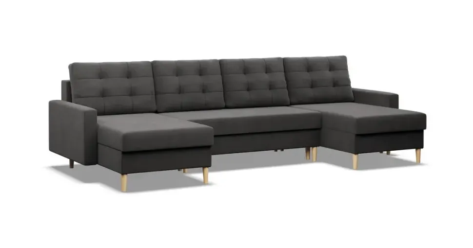 mebligo Eckcouch Textil 4-Sitzer Grau