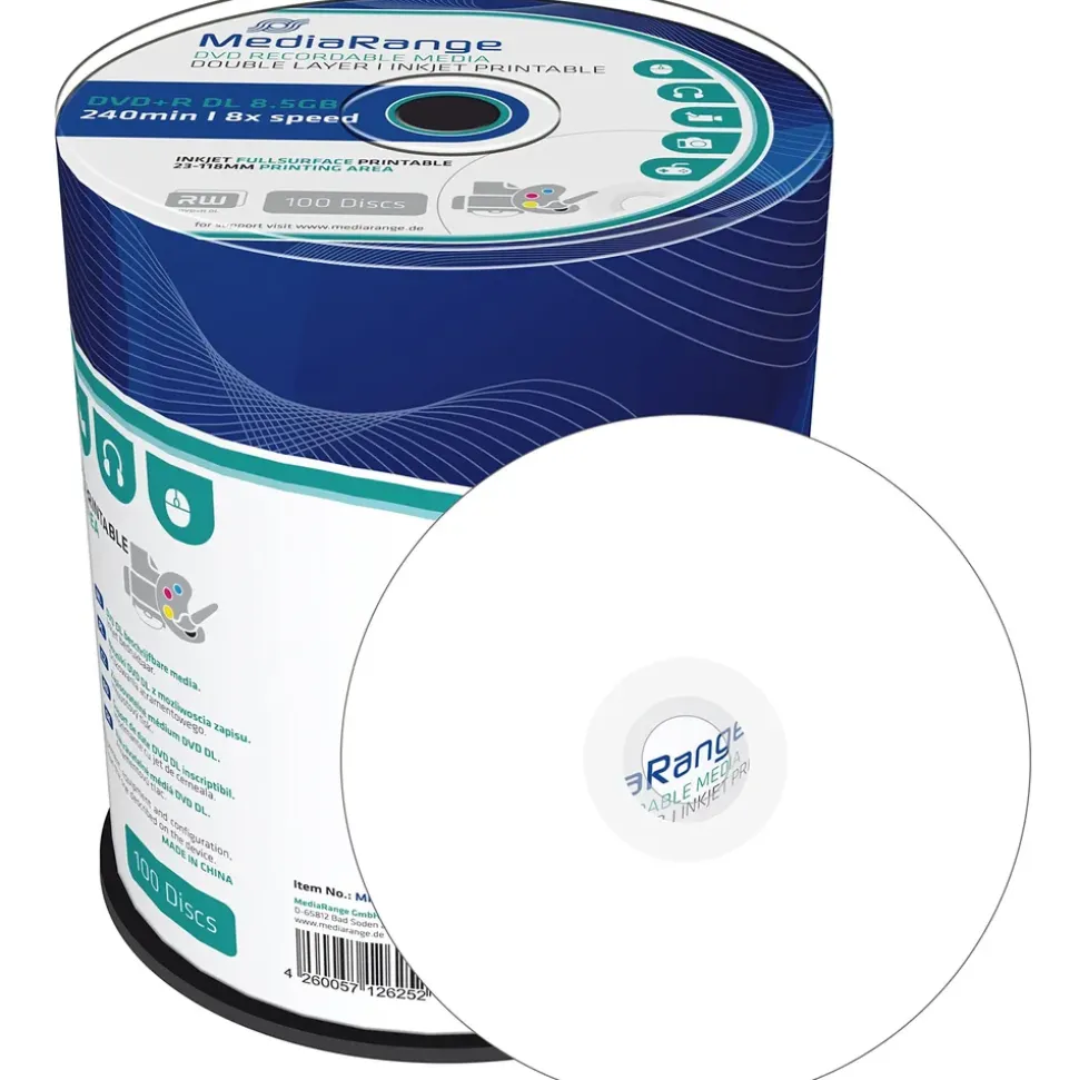 MediaRange DVD+R DL 8,5GB 8x bedruckbar 100er Spindel
