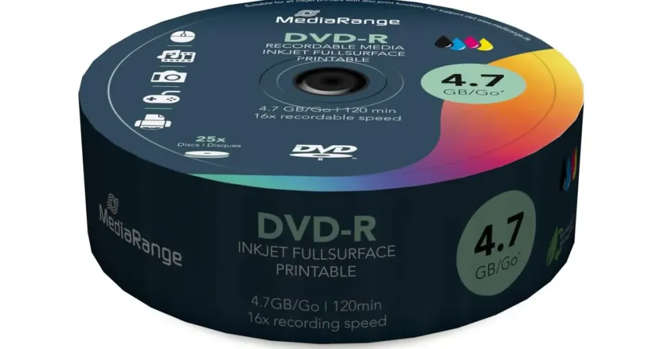MediaRange DVD-R 4.7GB 16x 25er Spindel bedruckbar (MR407)