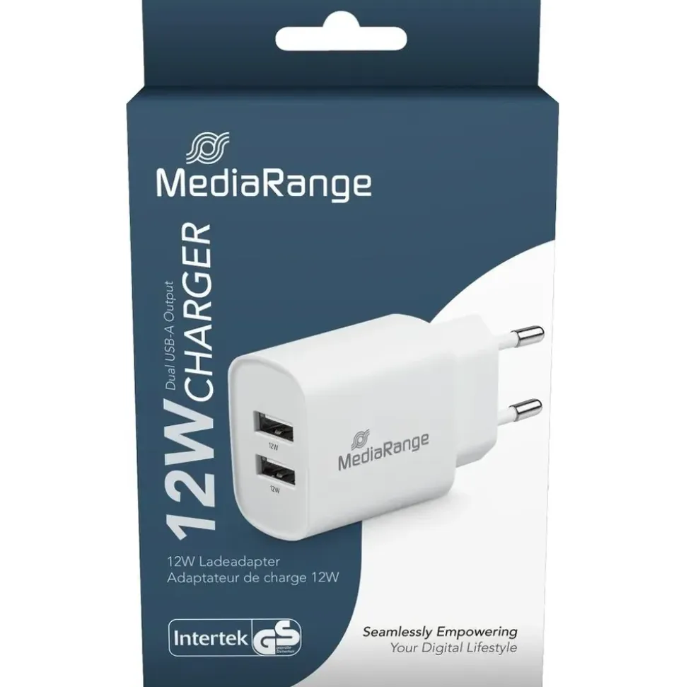 MediaRange 12W 2x USB-A weiß