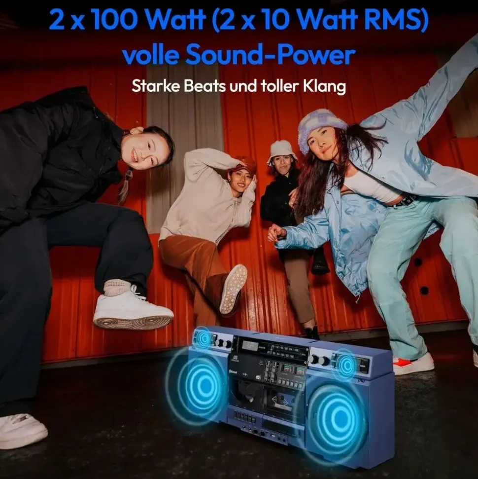 Medion LIFE® P66538 Retro-Boombox blau