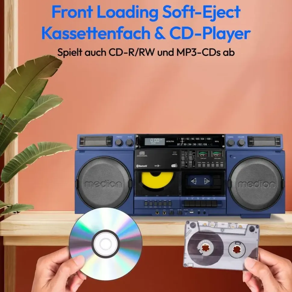 Medion LIFE® P66538 Retro-Boombox blau