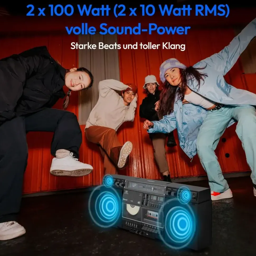 Medion LIFE® P66538 Retro-Boombox schwarz