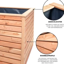 Mega-Holz Hochbeet Rhombus XL 232 x 80 x 73 cm Lärche