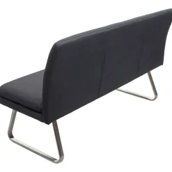 Mendler Esszimmer-Set HWC-H70, Esszimmergruppe Sitzgruppe Esszimmergarnitur, Stoff/Textil Edelstahl gebürstet ~ dunkelgrau 180cm