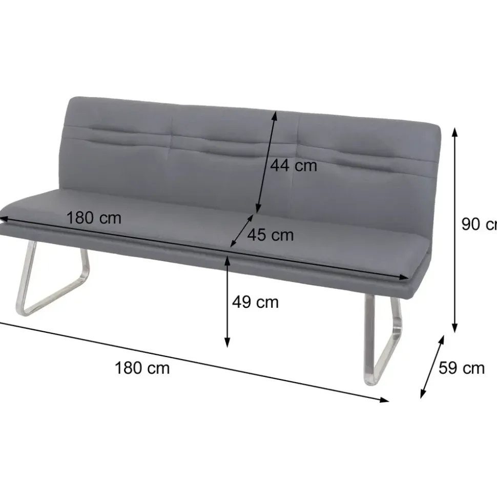 Mendler Esszimmer-Set HWC-H70, Esszimmergruppe Sitzgruppe Esszimmergarnitur, Stoff/Textil Edelstahl gebürstet ~ dunkelgrau 180cm