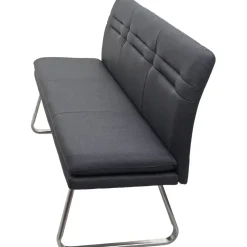 Mendler Esszimmer-Set HWC-H70, Esszimmergruppe Sitzgruppe Esszimmergarnitur, Stoff/Textil Edelstahl gebürstet ~ dunkelgrau 180cm